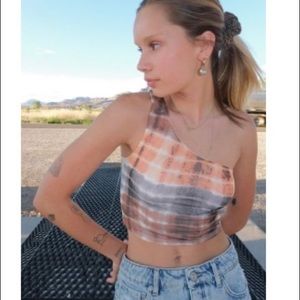 UO Mesh One Shoulder Top